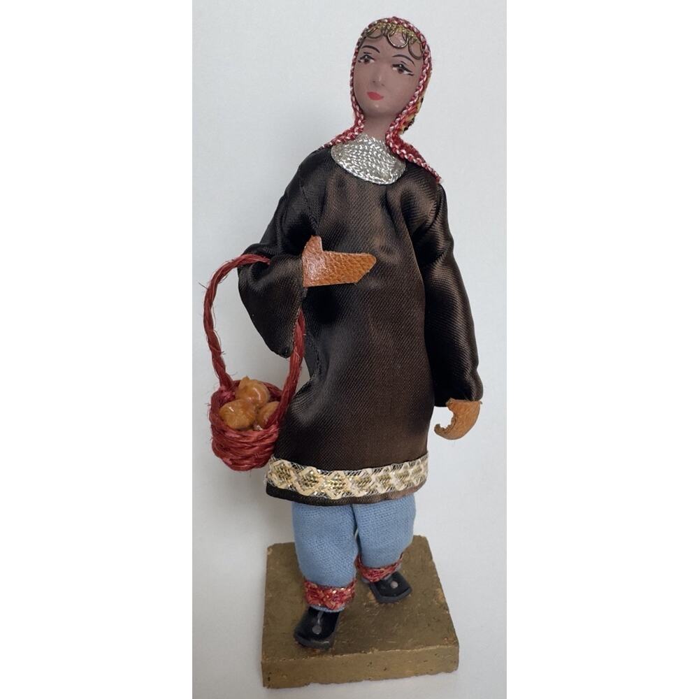 ISRAELI NATIONAL DOLL SABRA GIRL w Fruit Basket 1950's SABRA LABEL Jerusalem Art